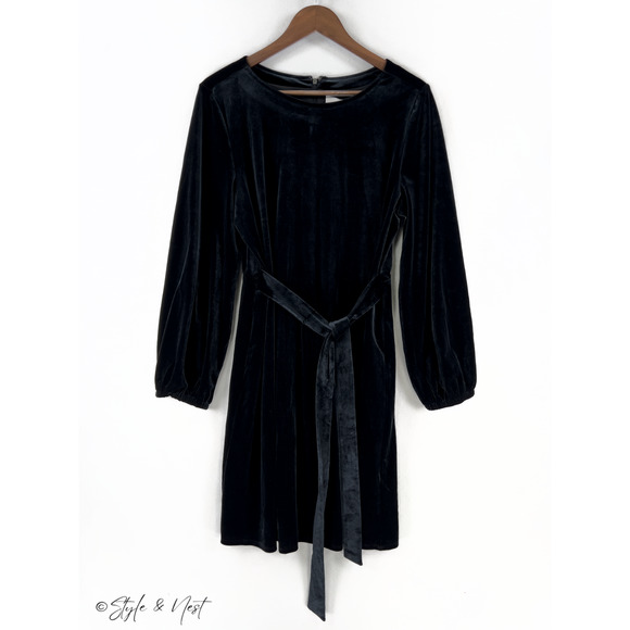 Adyson Parker Crushed Velvet Babydoll Dress Black Boho Whimsigoth Large NWT - Picture 2 of 5